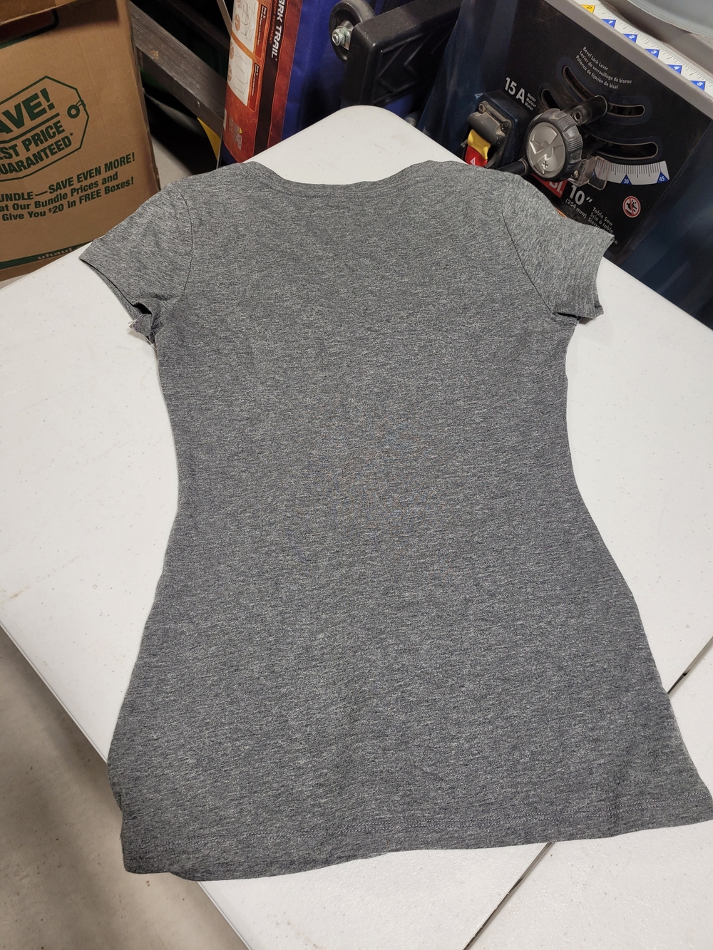 Express Women’s Short Sleeve V-Neck Tee - Heather Gray - Picture 4 of 4